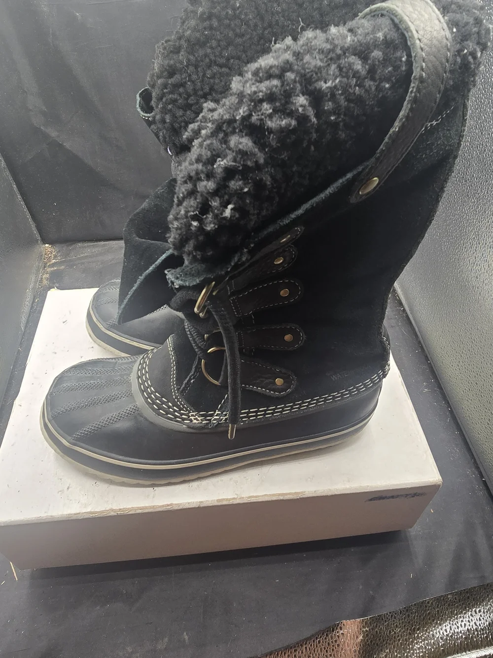 Sorel Black Women's Winter Rain‎ Boots with Shearling Collar